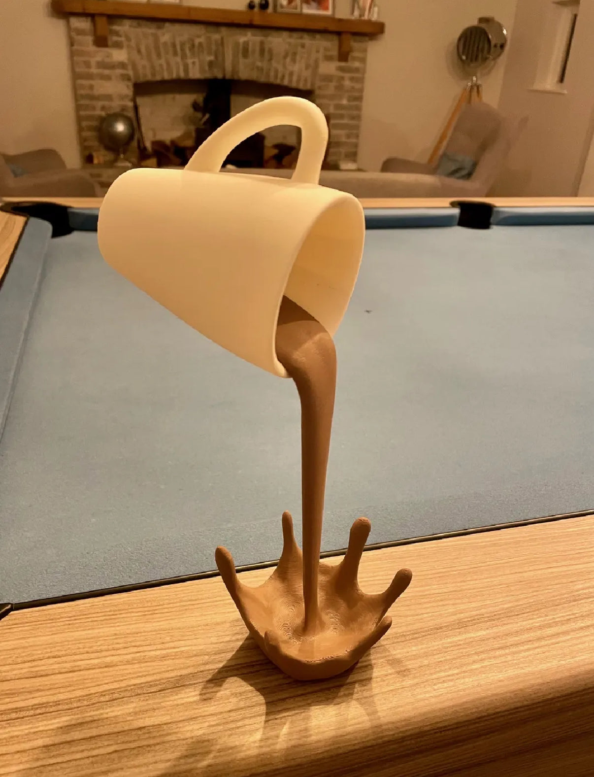 Floating Coffee Cup Sculpture – Eye-Catching Pour-Over Illusion Decor