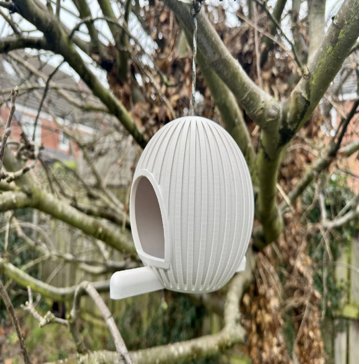 Ribbed Sphere Hanging Bird Feeder