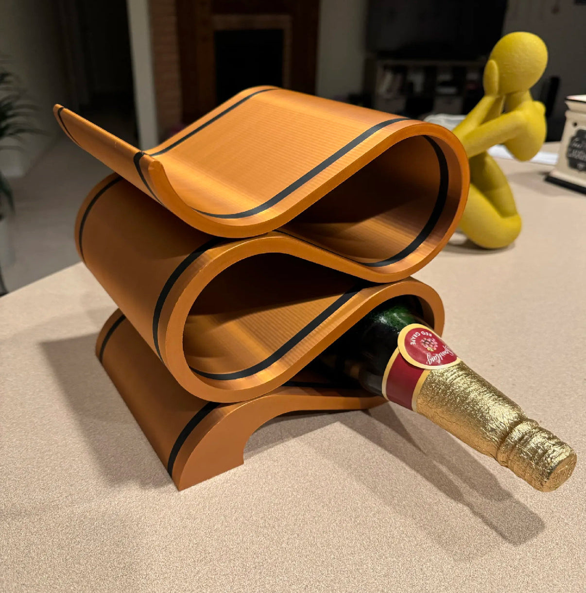 Curved Wine Bottle Holder - (Liquor Not Included)