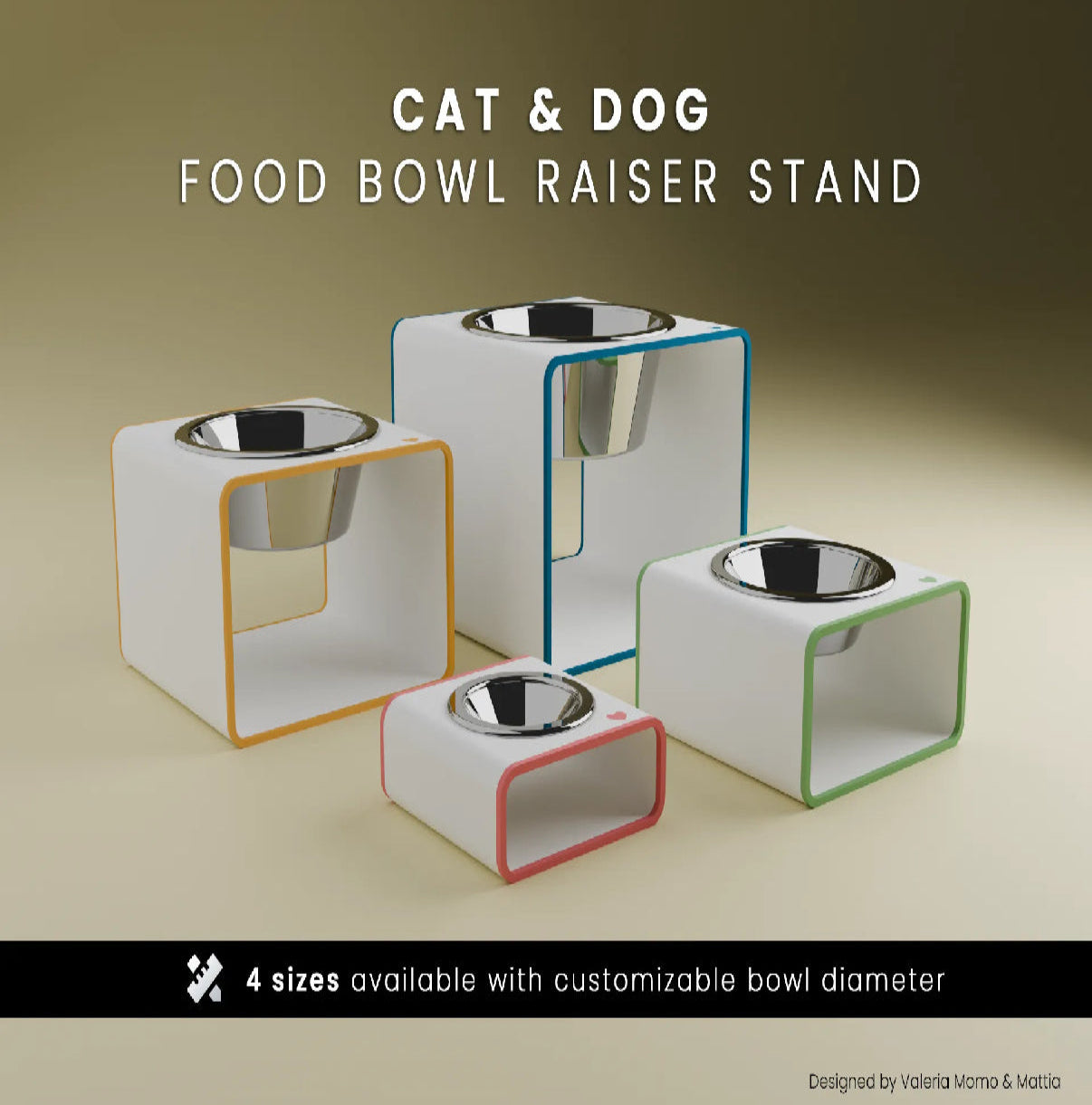Cat and Dog Food Bowl Raiser Stand – Customizable Size & Color