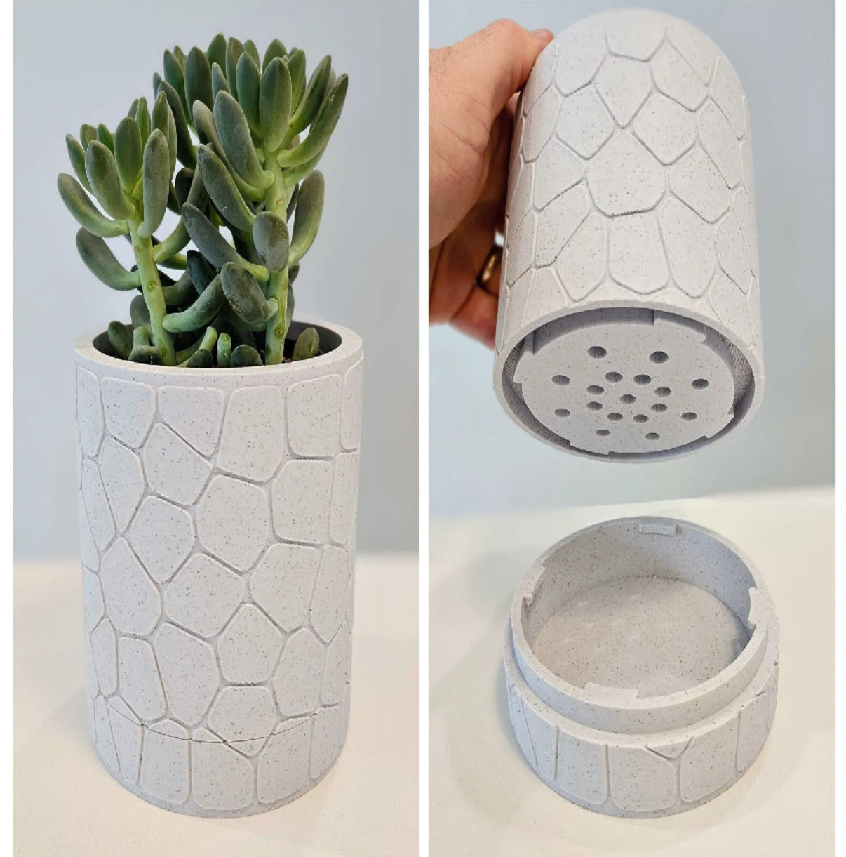 Pebble Planter with Hidden Drip Tray