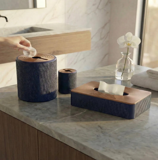 Luxury Spa Bathroom Set 3-Piece Bin, Tissue, Pads