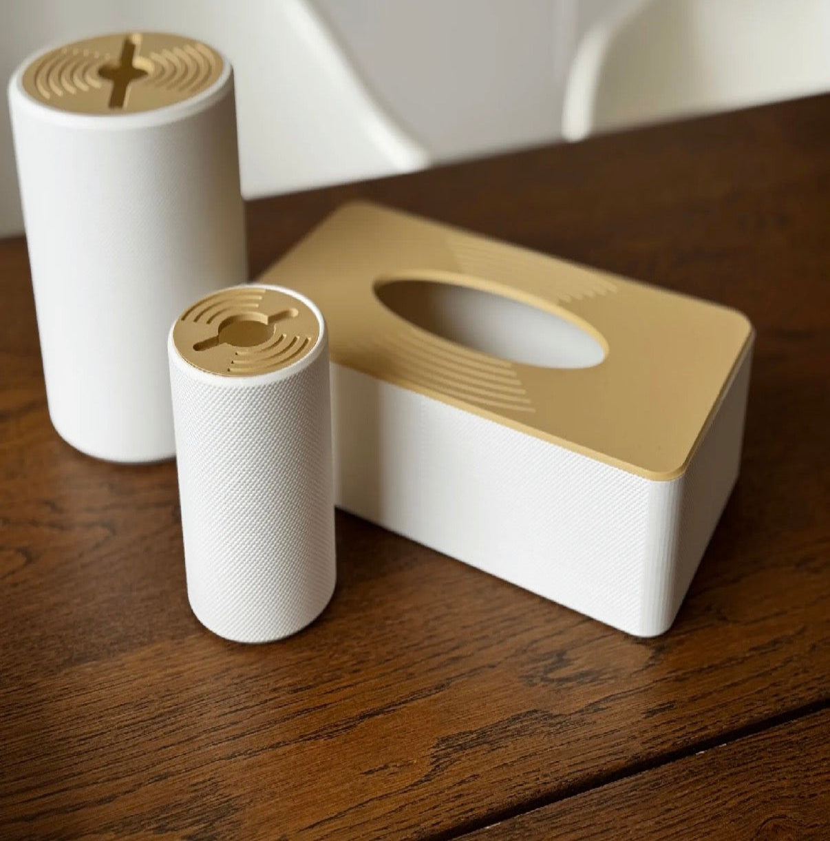 Luxury Spa Bathroom Set 3-Piece Bin, Tissue, Pads