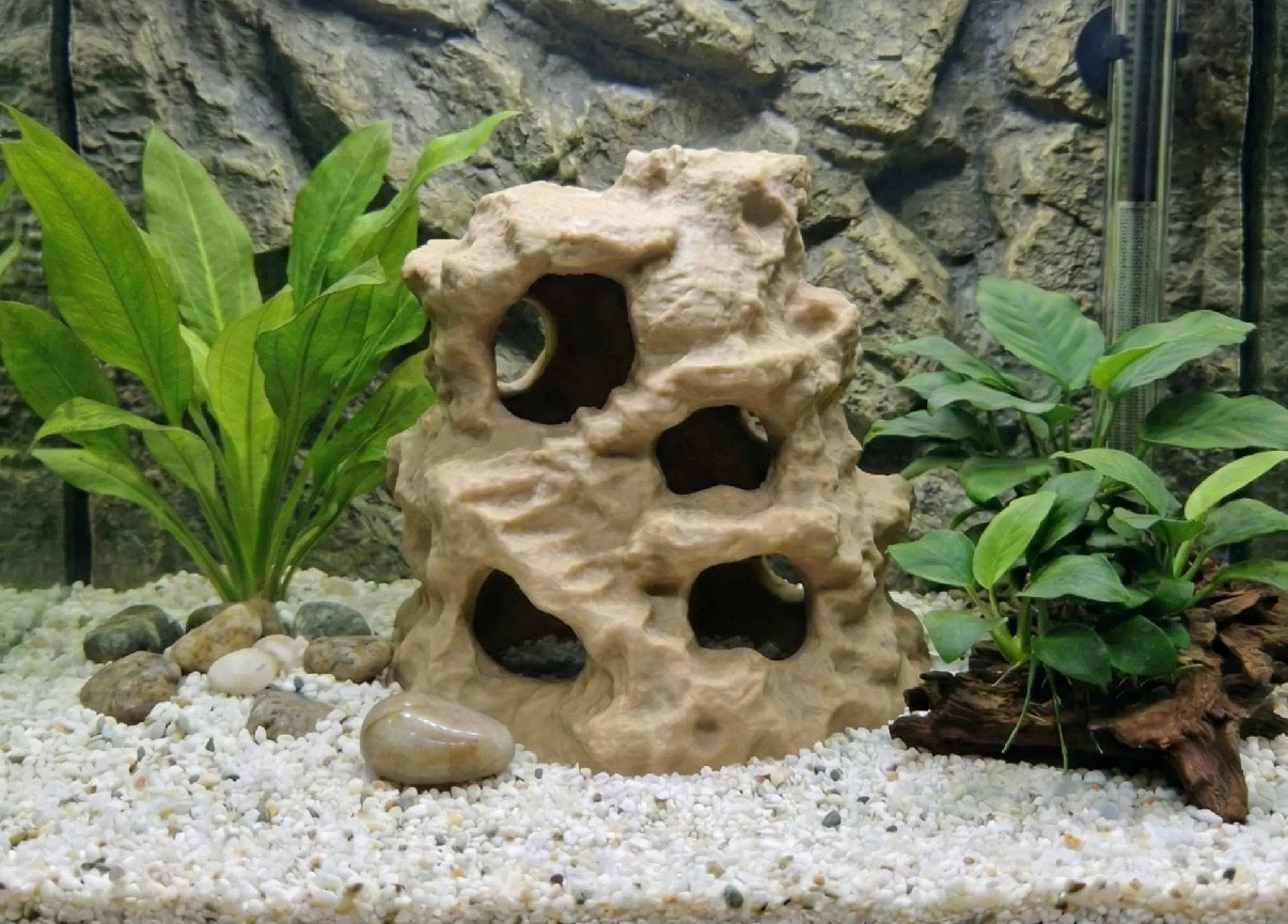 Natural Tall Rock Cave With Stairs Aquarium Decor
