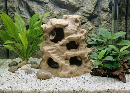 Natural Tall Rock Cave With Stairs Aquarium Decor